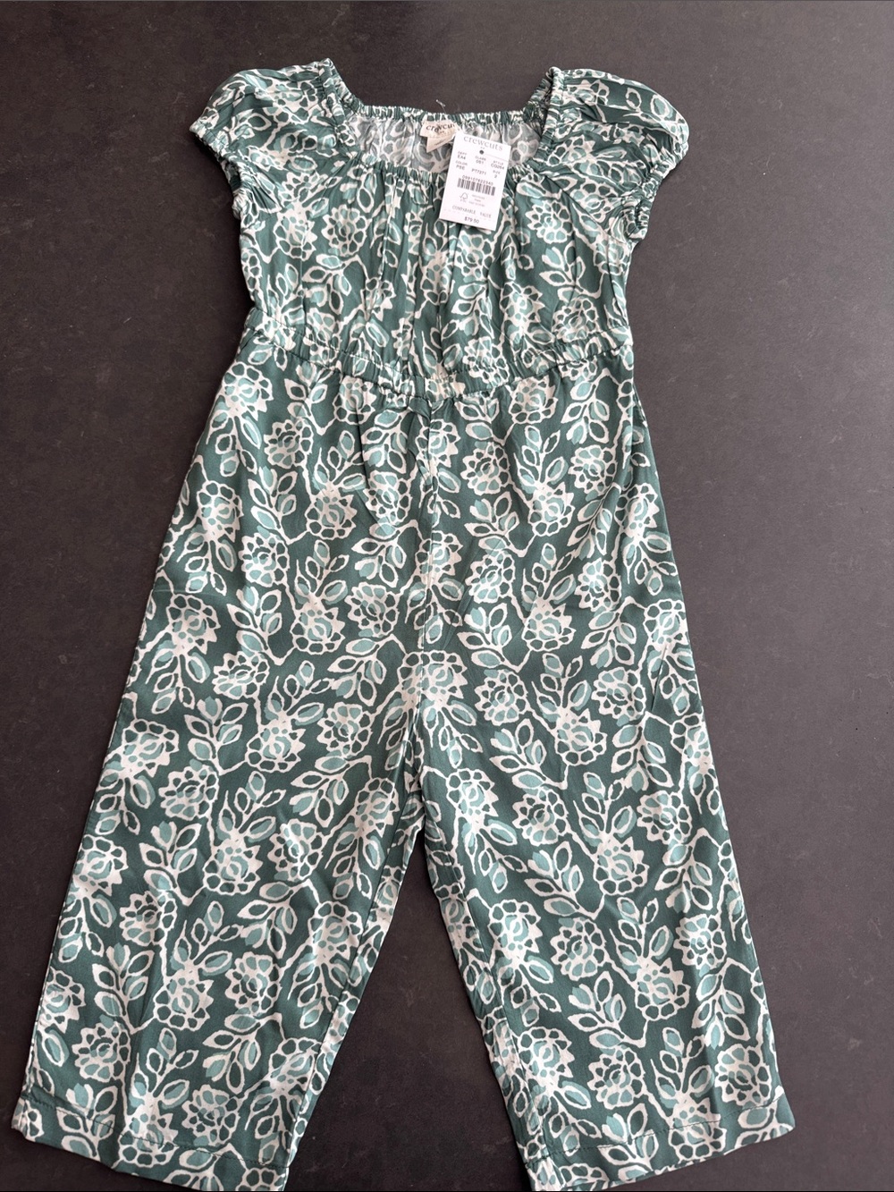 Crewcuts NWT Green Floral Jumpsuit with size 2)